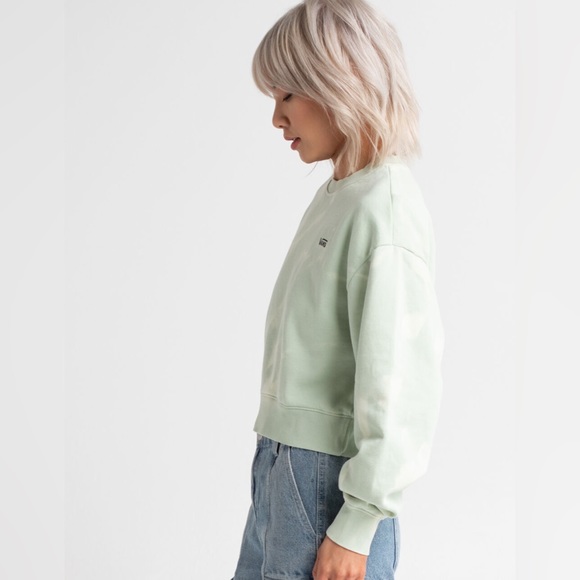 Vans Mint Tie Dye Water Wash Crewneck Cropped Sweatshirt Large - Picture 13 of 14